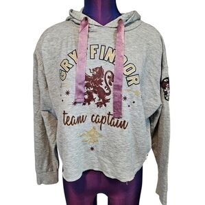Harry Potter Gray Gryffindor‎ Team Captain Cropped Hoodie Size Medium Women's